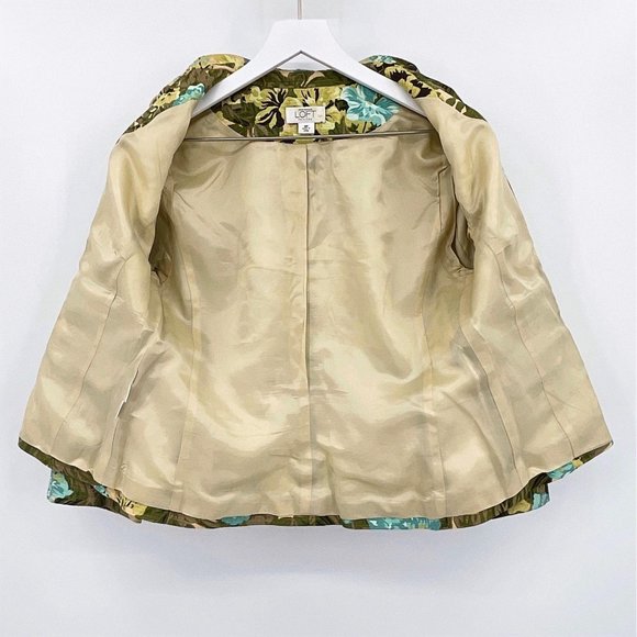 SOLS Loft Green Multicolor Floral Woven Snap Blazer - Picture 5 of 9